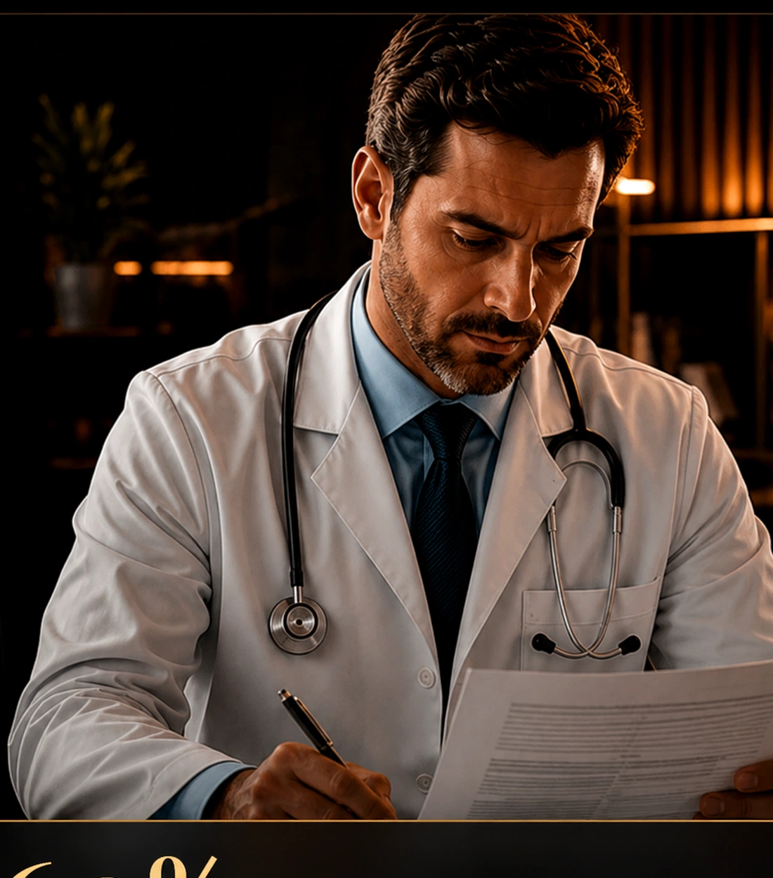 Médico analisando documentos